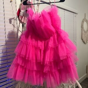 Pink Ruffled Mini Dress